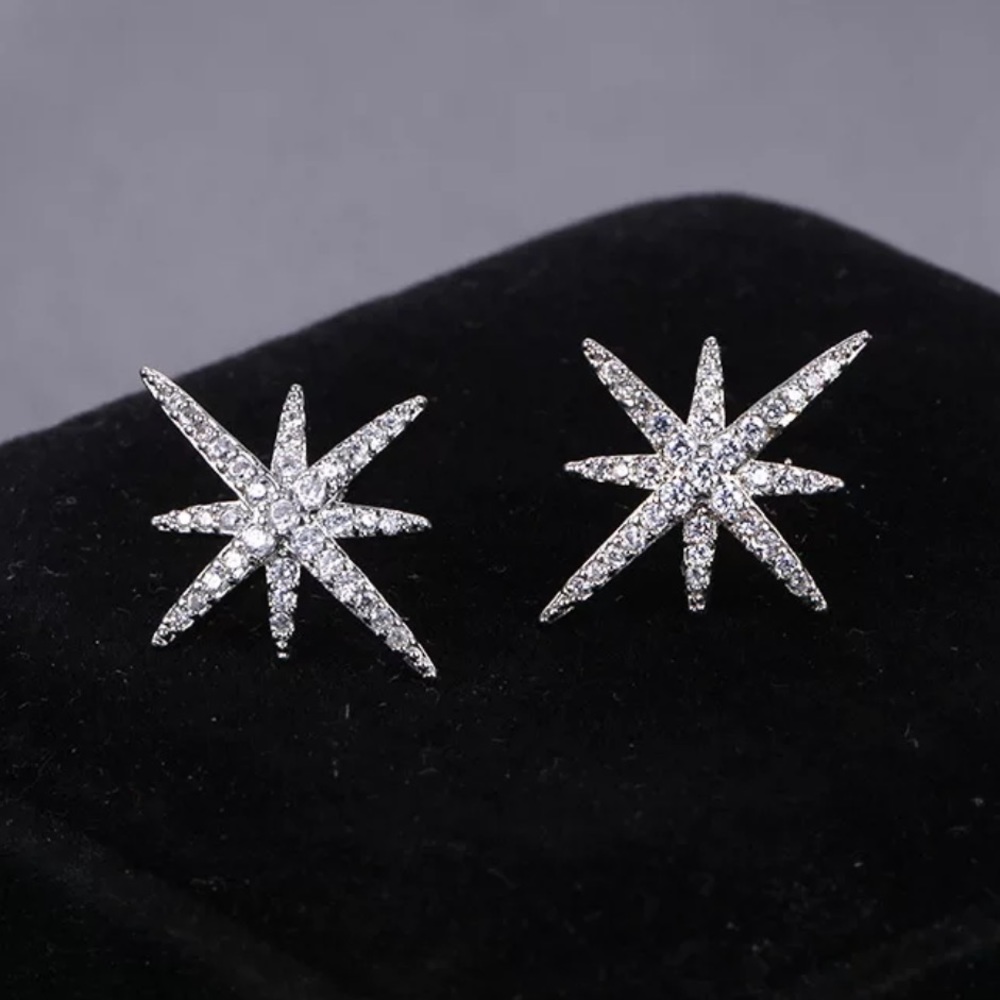 **NEW Silver Diamond Star Drop Earrings